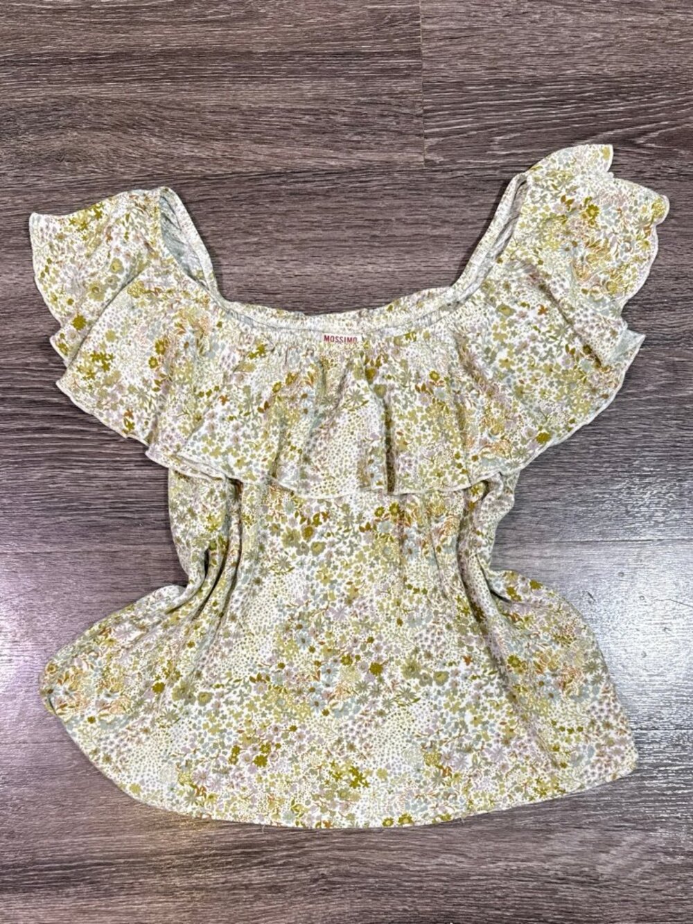 MOSSIMO SUPPLY CO t-shirt ruffle off-shoulder floral blouse S
